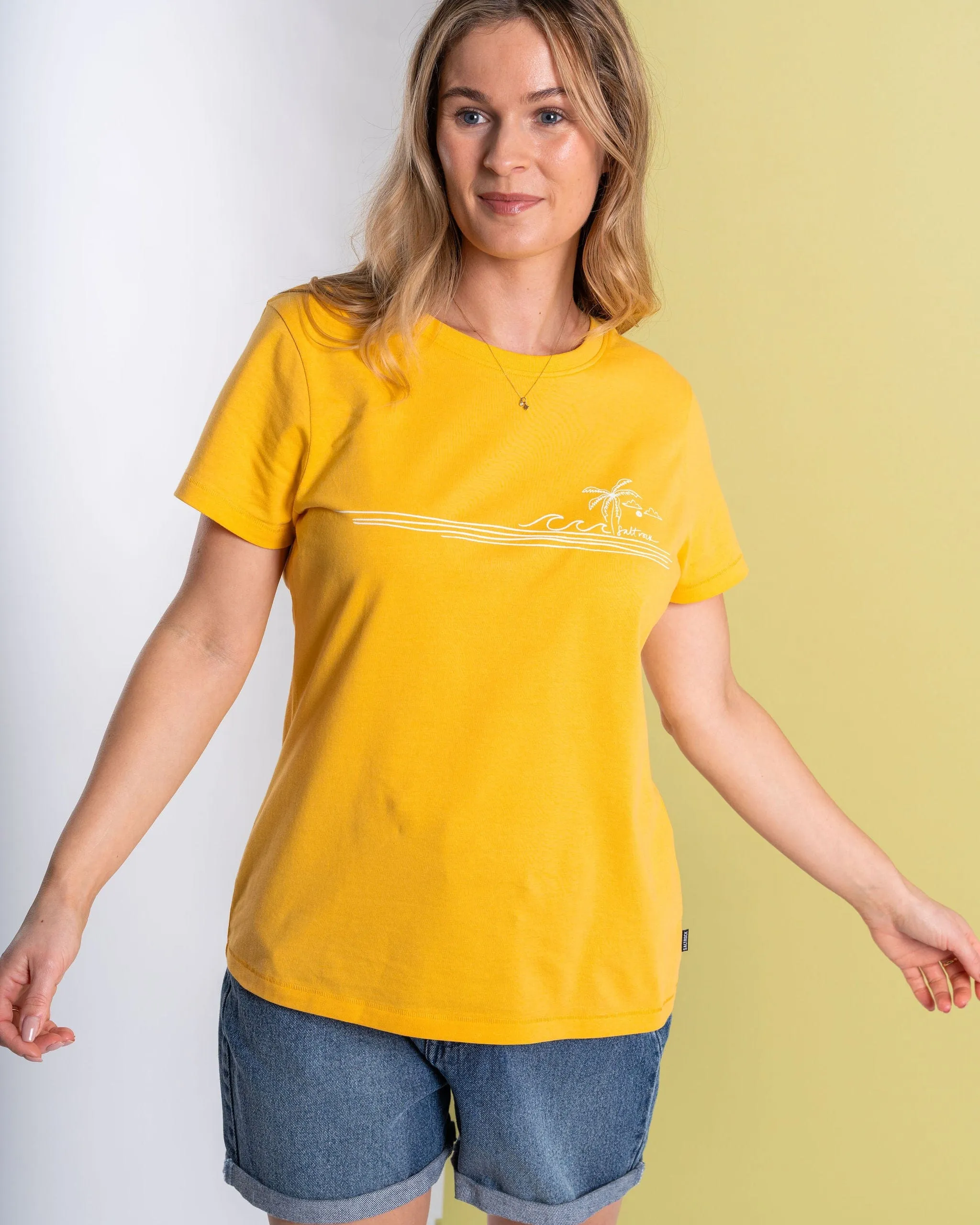 Soft Lining Ocean Stripe - Womens Short Sleeve T-Shirt - Yellow