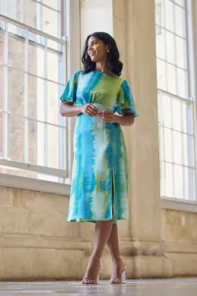Modern Texture Green Abstract Print Zara Dress