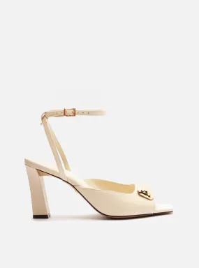 Greer Mid Block Leather Sandal hook and loop closure
