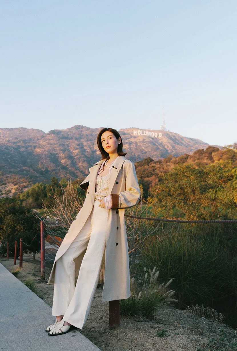 Hypoallergenic Padding Slim Fit Design Hagar Trench Coat - Beige