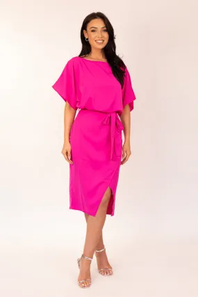 Harriet Fuchsia  Boat Neck Dress Gentle Glow Comfortable Look