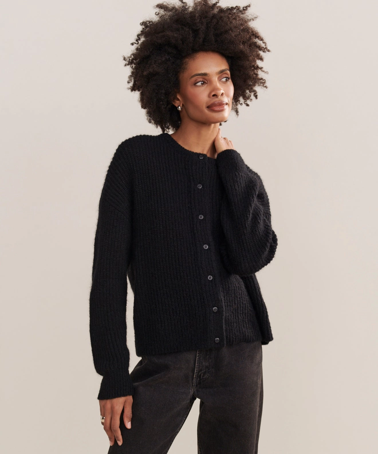 Hayes Crewneck Cardigan light layering Winter Ready Look