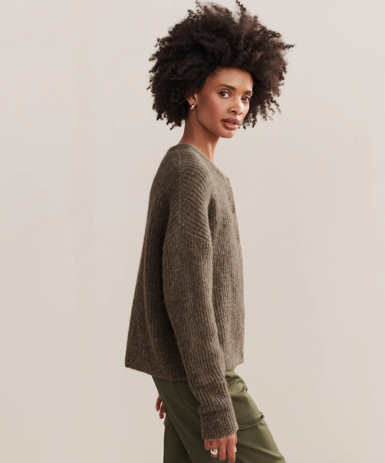 Microfiber Insulation Soft and Stretchy Hayes Crewneck Cardigan