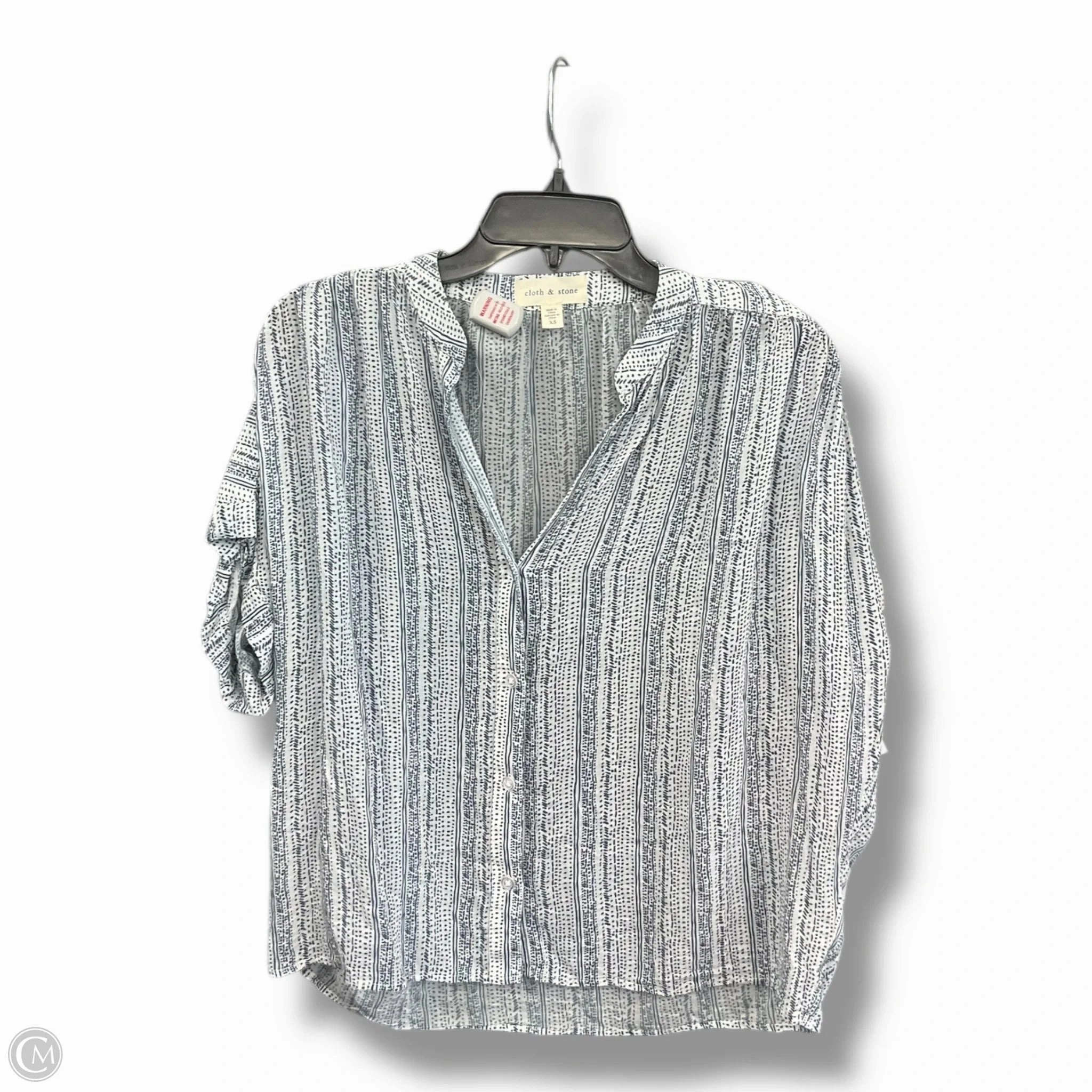 Blouse Short Sleeve By Cloth & Stone In Blue & White, Size: Xs EcoCertified