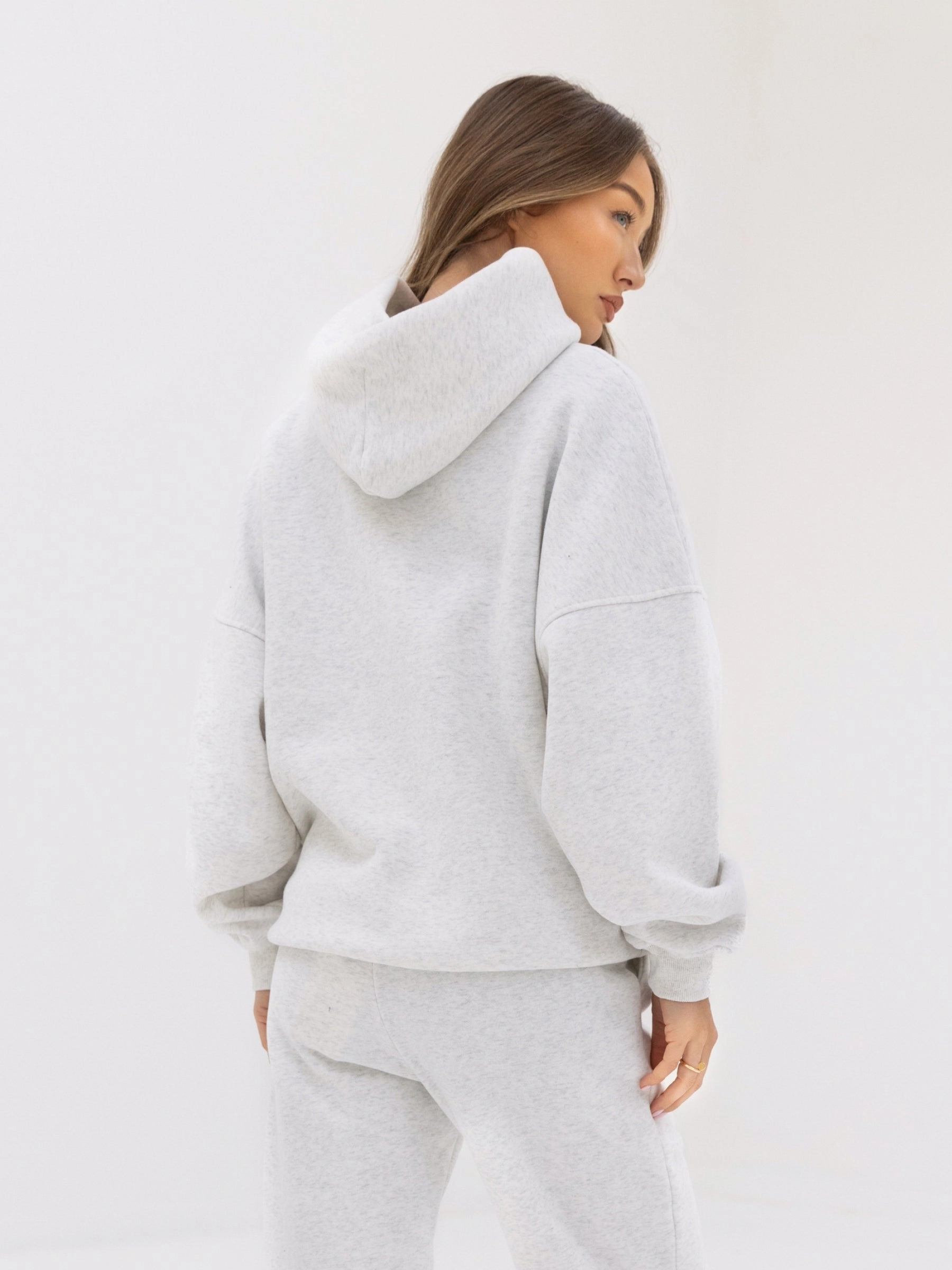 Tonal Varsity Oversized Hoodie - Marl White Street Cool organic materials