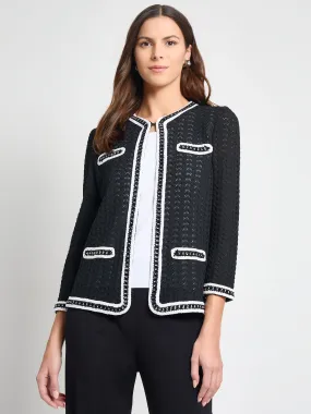 Heritage Chain Trim Pointelle Open Knit Jacket - True Fit AbrasionResistantSurface SnapFastenings