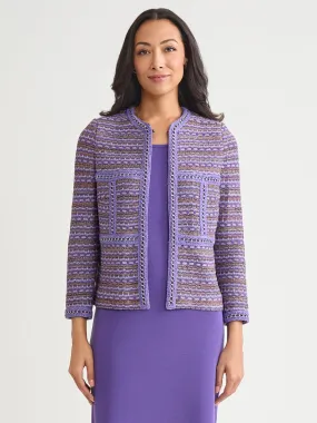 Heritage Chain Trim Tweed Knit Jacket- True Fit Soft touch finish Compact Fit Look