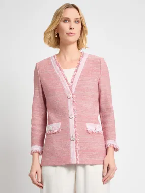 snag resistant Heritage Fringe Trim Melange Knit Jacket - True Fit