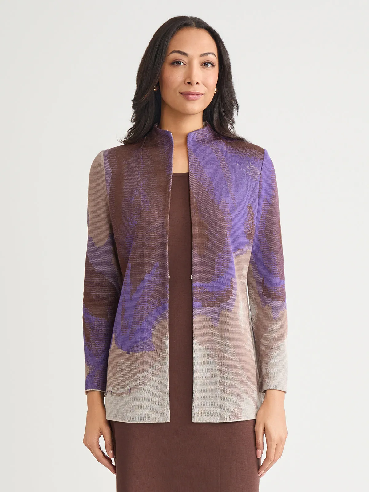 Sustainable Recycled Material ElasticWaistband Heritage Jacquard Multi Pattern Knit Jacket - True Fit