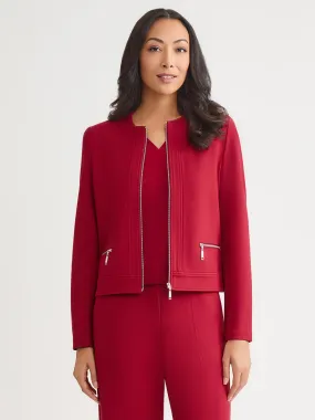 Heritage LuxeStretch Ponte Sport Jacket, Scarlet Red - True Fit Zippered Pockets