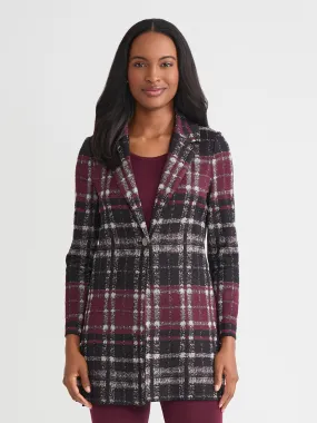 Flat Lock Stitching Heritage Plaid Knit Jacket - True Fit