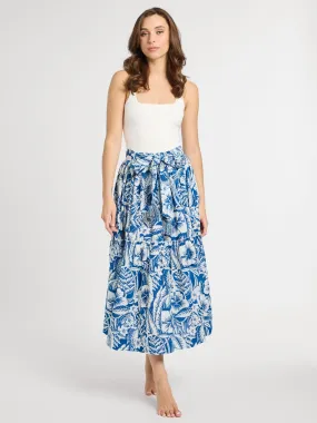 Flexible Knit Craftsmanship Focus Franc?oise Skirt in Blue Hibiscus
