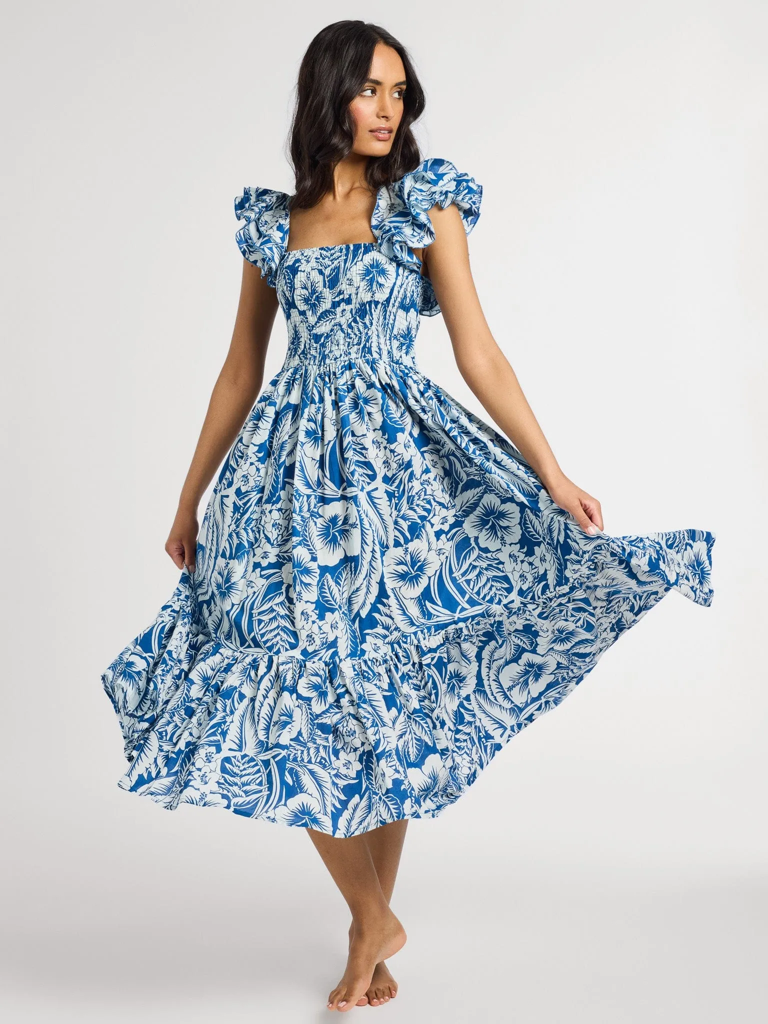 Motion Light Power Soft Olympia Dress in Blue Hibiscus