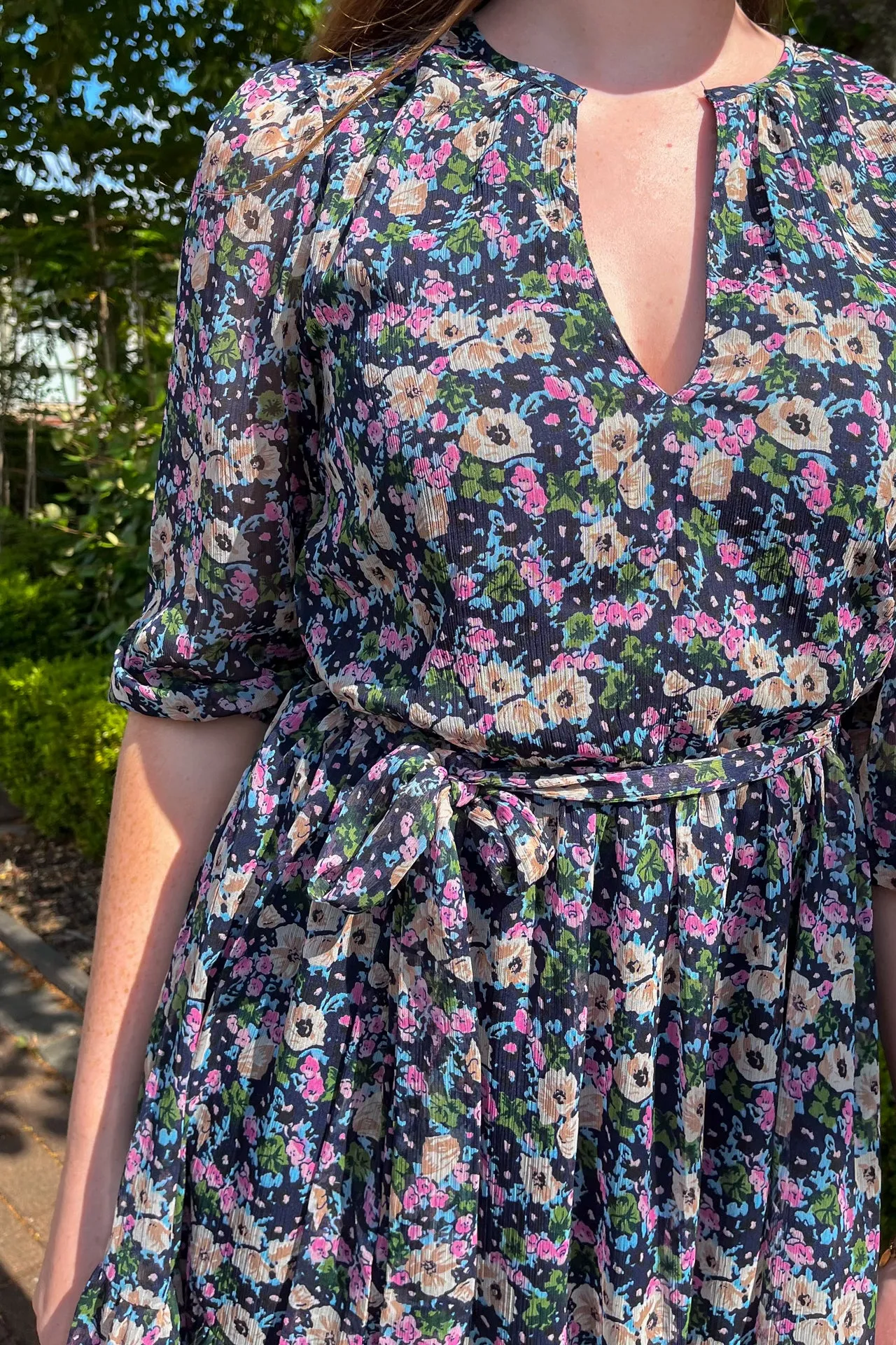 Silky Layer Falia Short Navy Dress