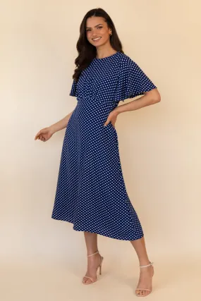 Soft-Lining Navy & White Polka Dot Niko Dress