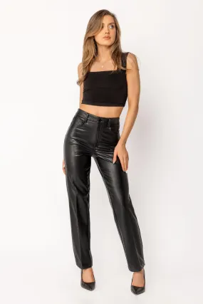 High-Rise Faux Leather Straight-Leg Pant Odor Control Fabric