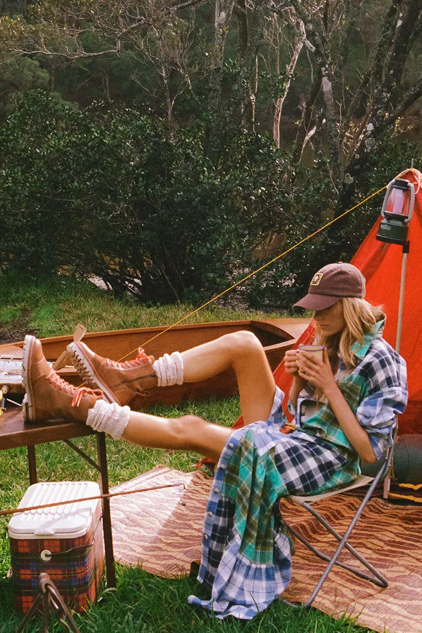 High Tide Flannel Maxi Dress Cool Draping