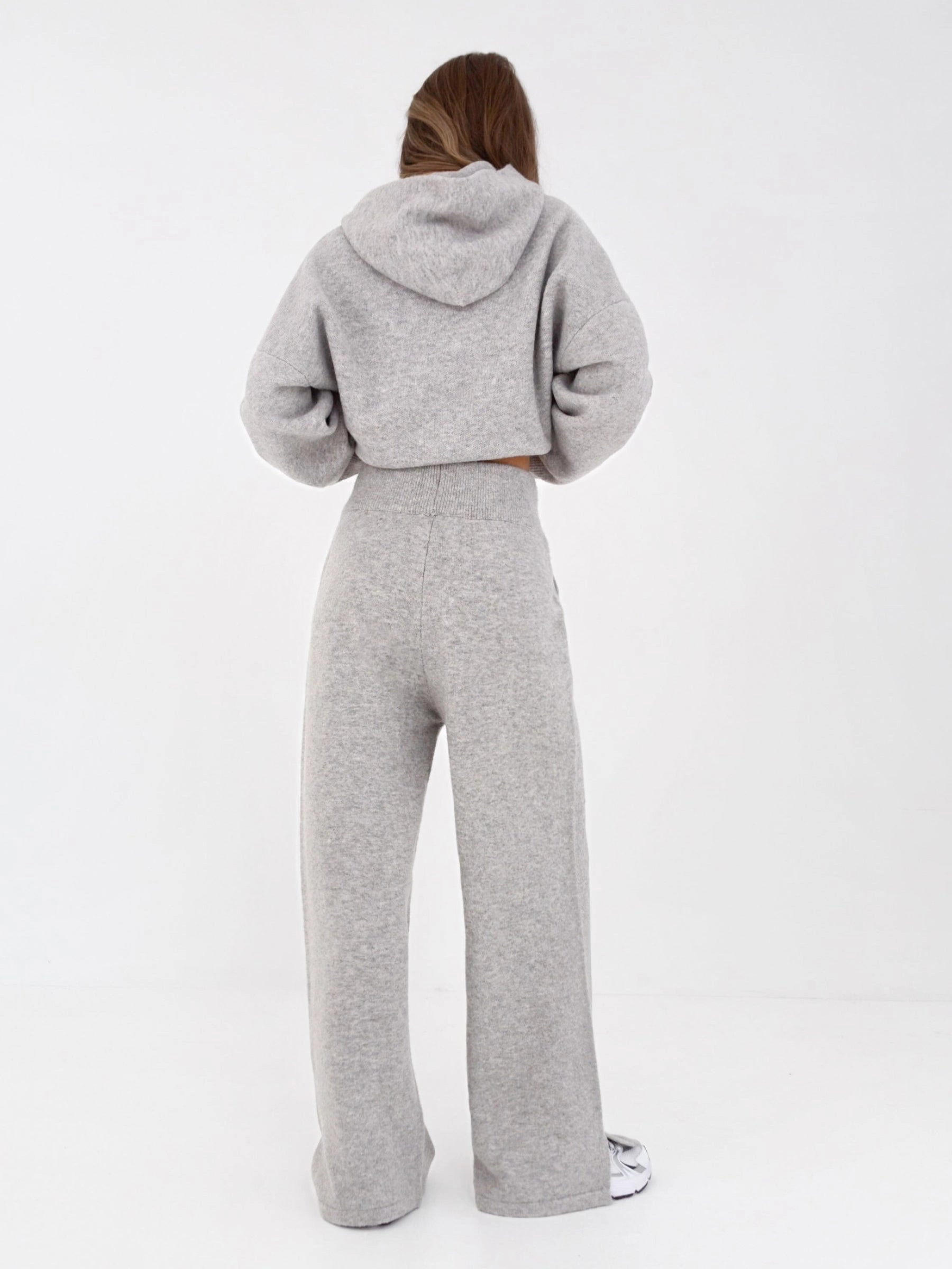 Knitted Wide Leg Sweatpants - Marl Grey ReinforcedKnees SoftLining