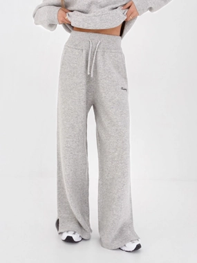 Knitted Wide Leg Sweatpants - Marl Grey Flexible Performance Wear