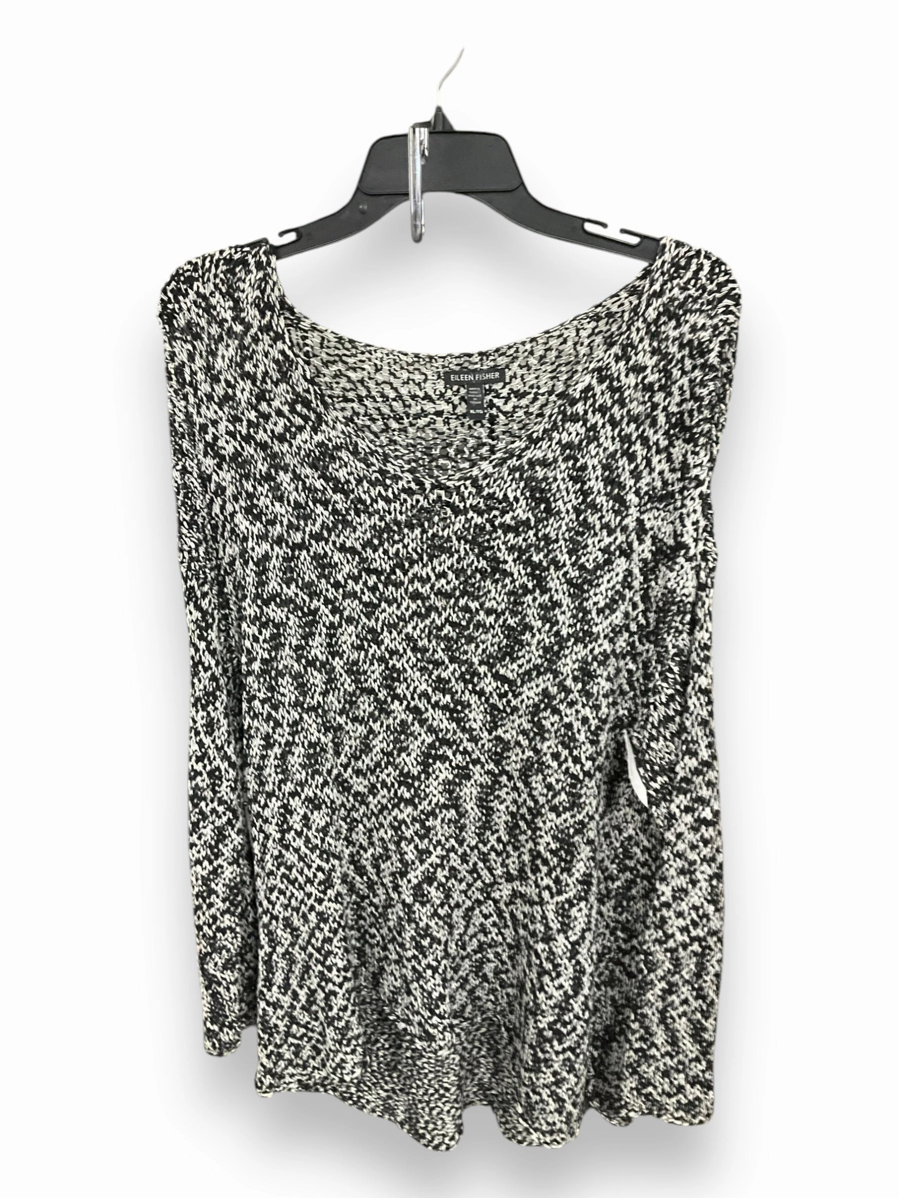 Sweater By Eileen Fisher In Black & White, Size: Xl EasyClean