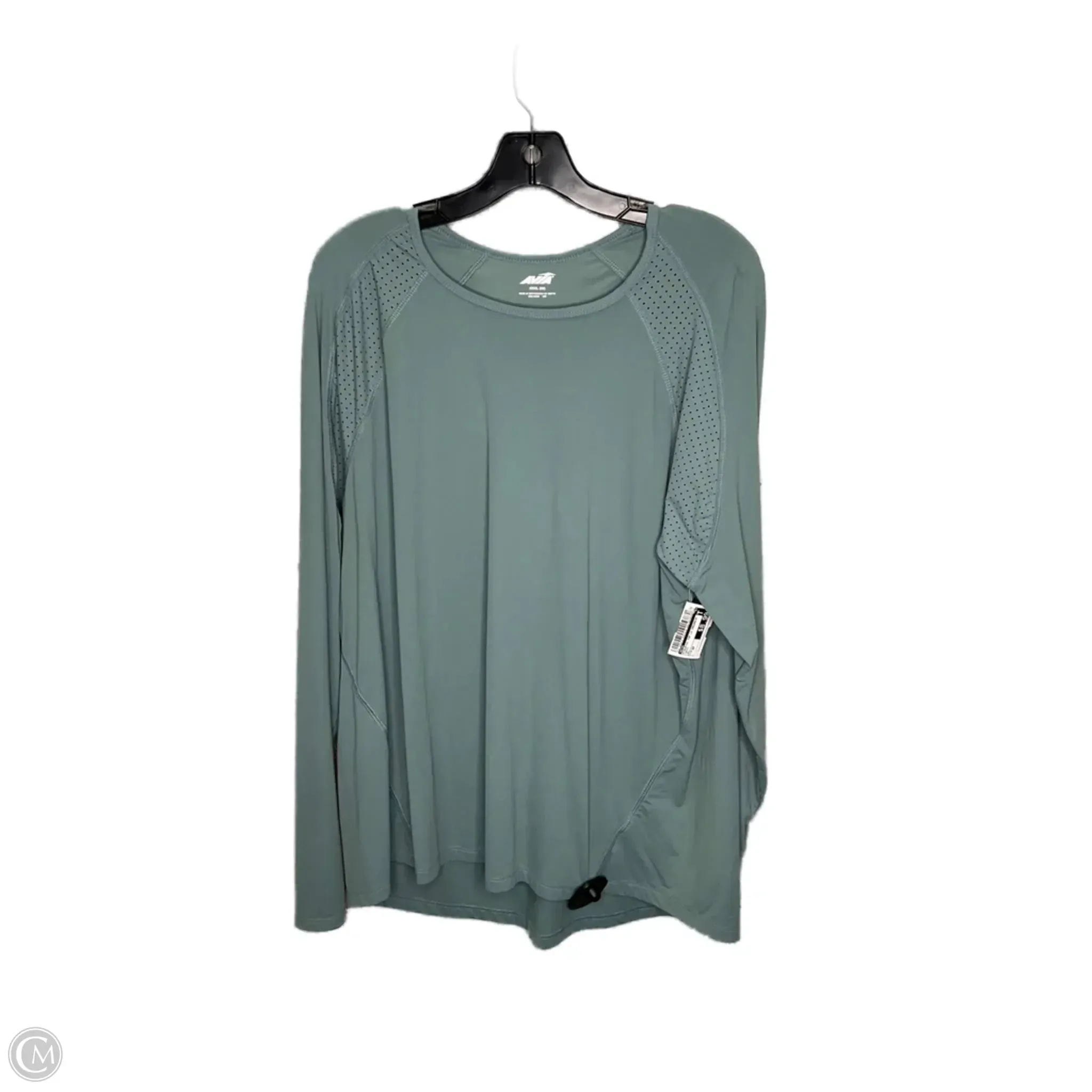 Athletic Top Long Sleeve Crewneck By Avia In Green, Size: 2x Easycare RibbedNeckline