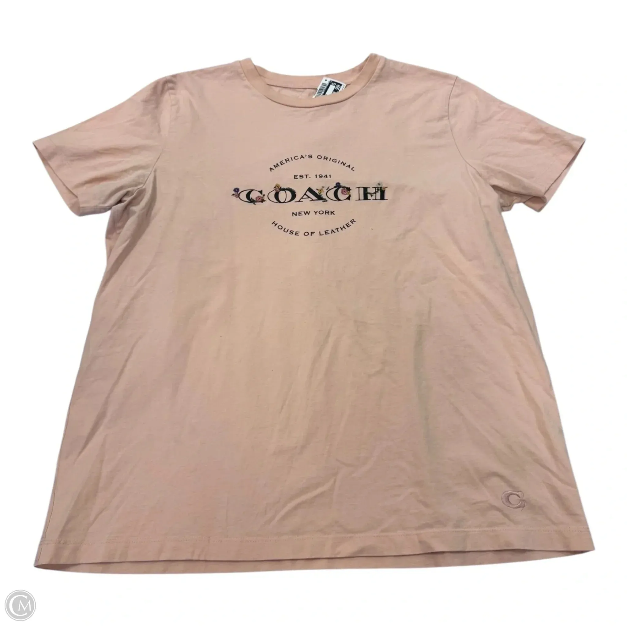 PreShrunkCotton Top Short Sleeve Designer By Coach In Pink, Size: L