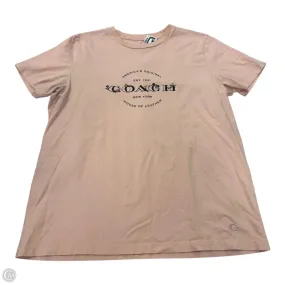 PreShrunkCotton Top Short Sleeve Designer By Coach In Pink, Size: L