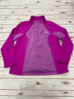 Antimicrobial Treatment Athletic Top Long Sleeve Collar By Fila In Purple, Size: 2x