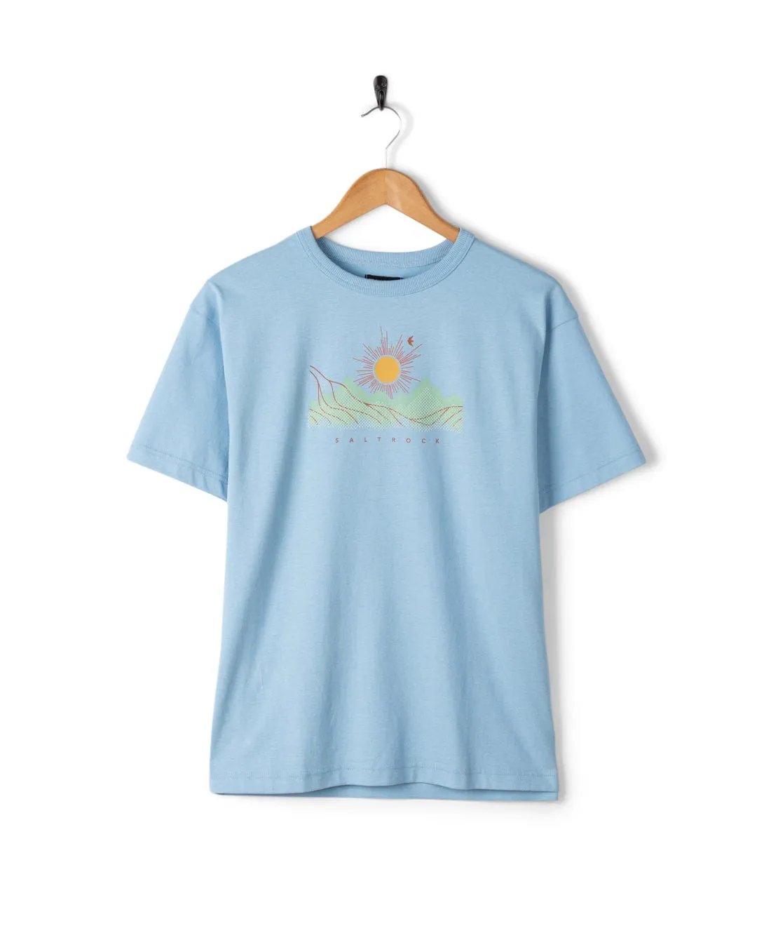 Horizon - Womens Oversized Short Sleeve T-Shirt - Light Blue Casual Essentials Comfy Layer