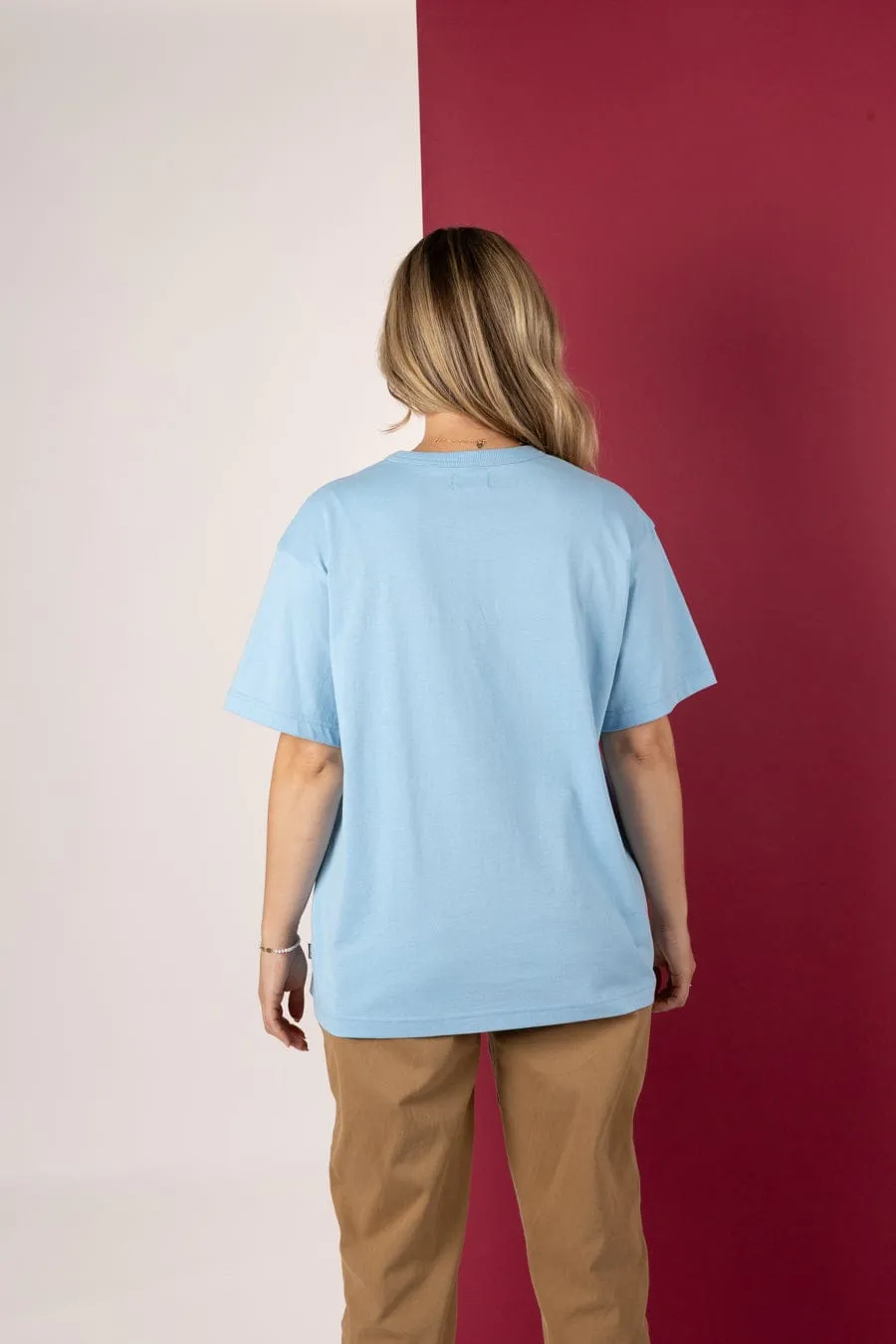 Horizon - Womens Oversized Short Sleeve T-Shirt - Light Blue Travel Friendly Urban Fashion Look