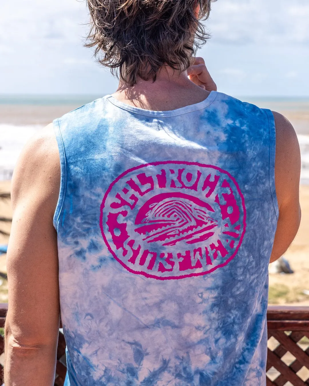 Saltrock Wave - Mens Tie Dye Vest - Blue black friday