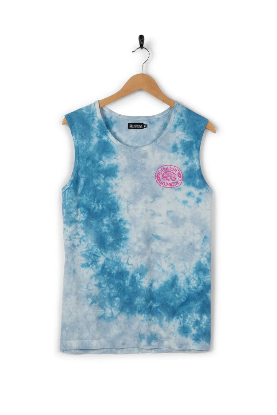 Saltrock Wave - Mens Tie Dye Vest - Blue Stylish Casual