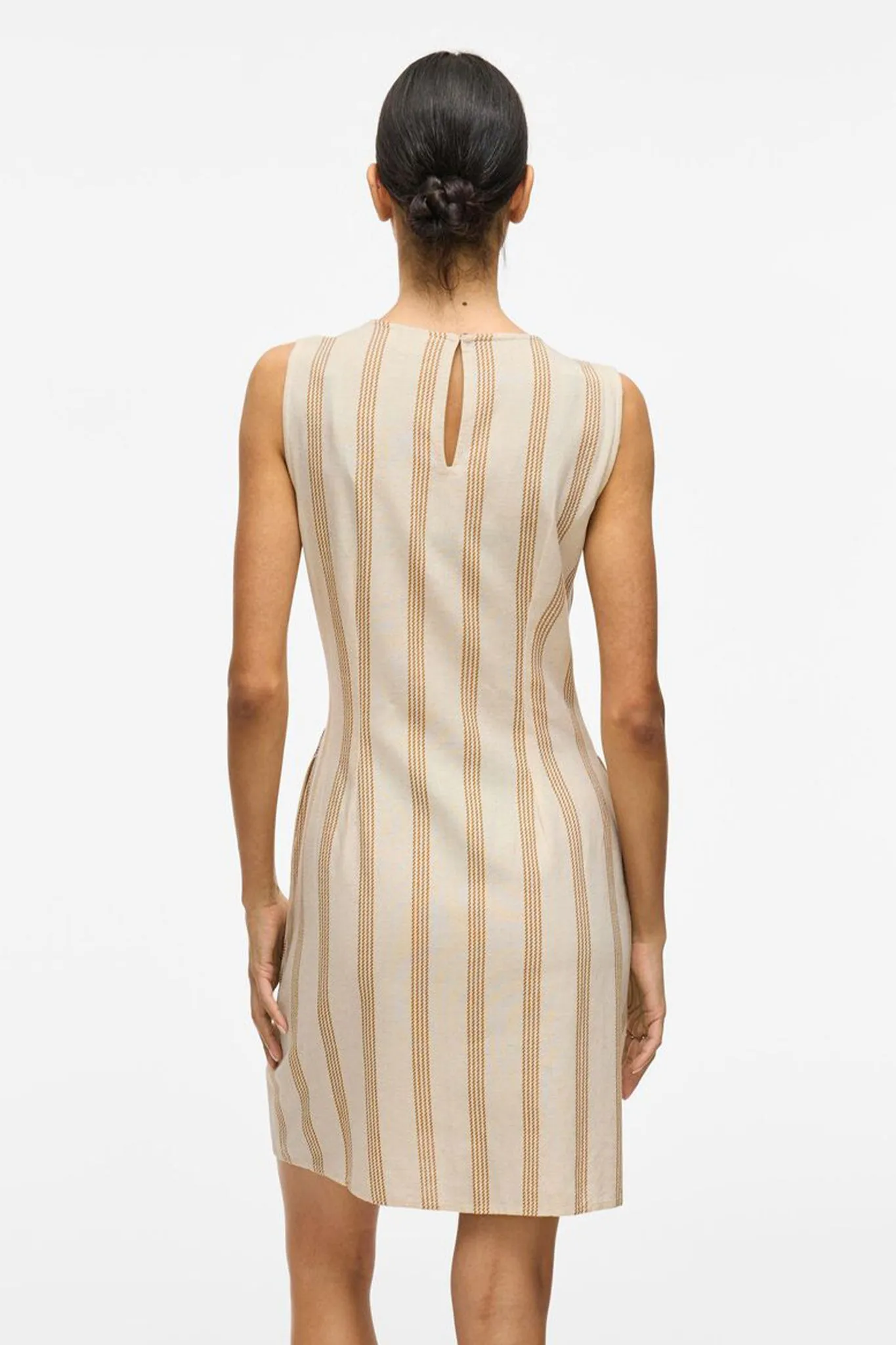 Prisilla Short Stripe Beige Shift Dress Light Blend