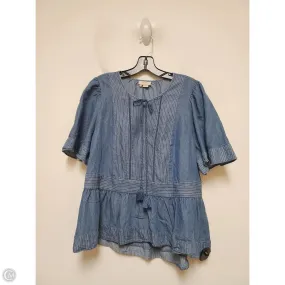 Top Short Sleeve Designer By Kate Spade In Blue, Size: M Relaxed fit wear Soft Breathable