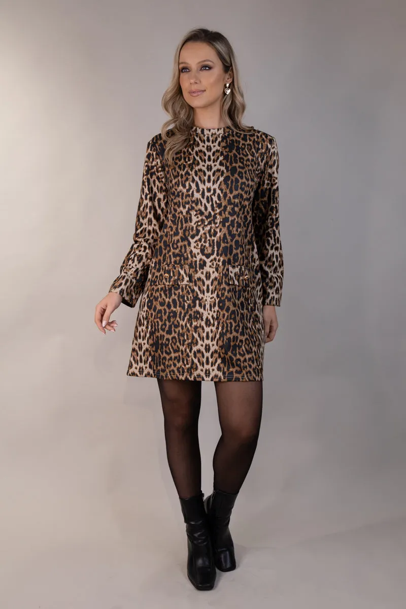 Kat Leopard Animal Print Dress Seamless Finish