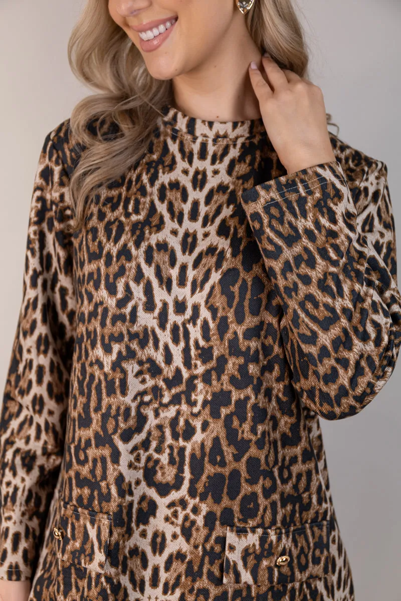 Kat Leopard Animal Print Dress Romantic dinner wear