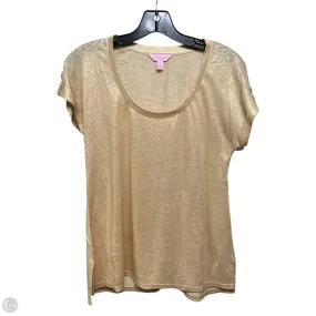 Best Seller Inara Linen Top Short Sleeve Designer By Lilly Pulitzer In Sand Dune Metallic Gold, Size: XS
