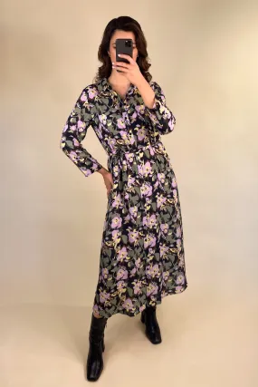 Troya Black & Green Multi Print Shirt Dress Flattering Lines Urban Edge