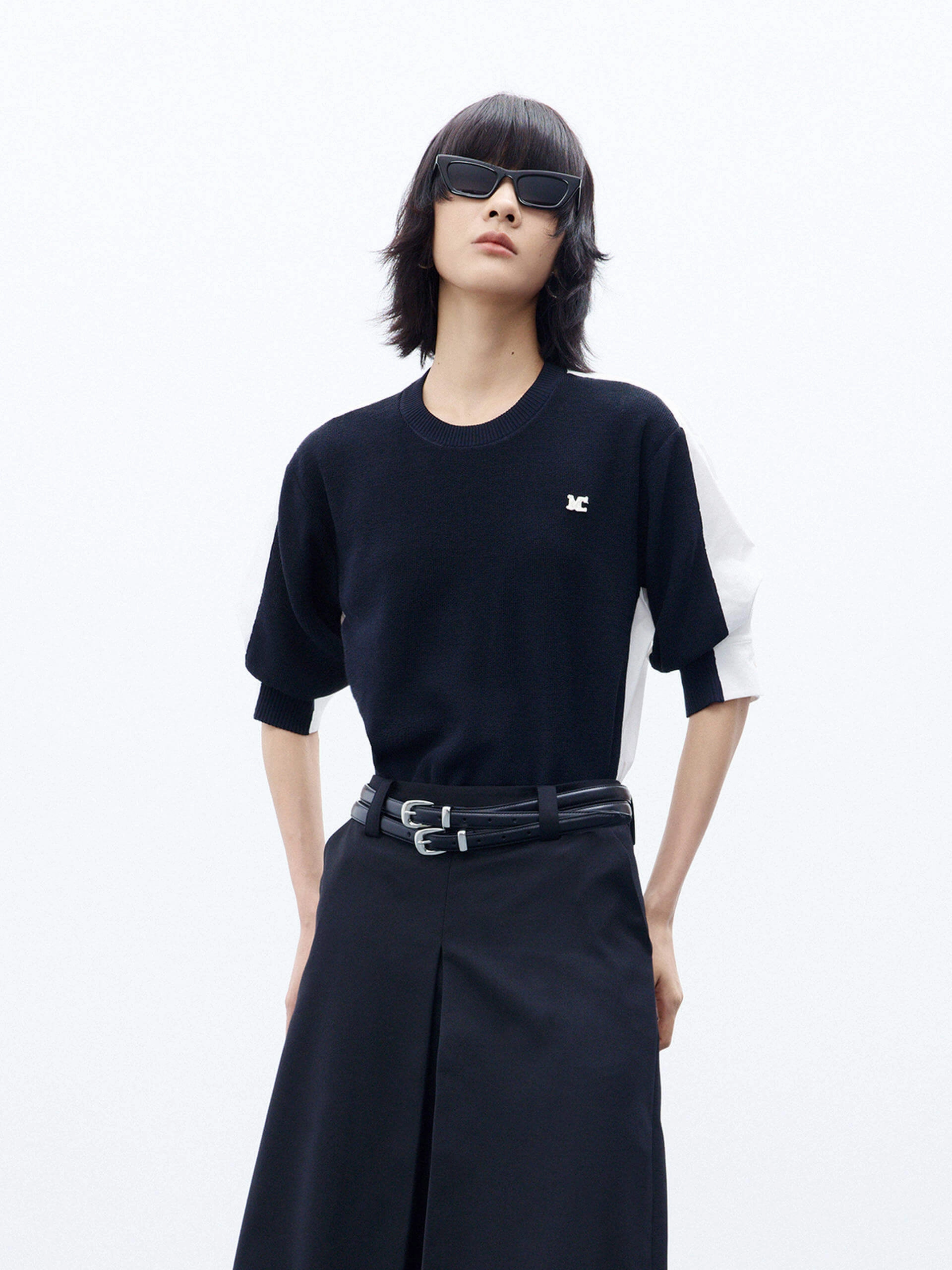 Color Block Layered Top Anti Chafe Seam All Day Comfort Fit