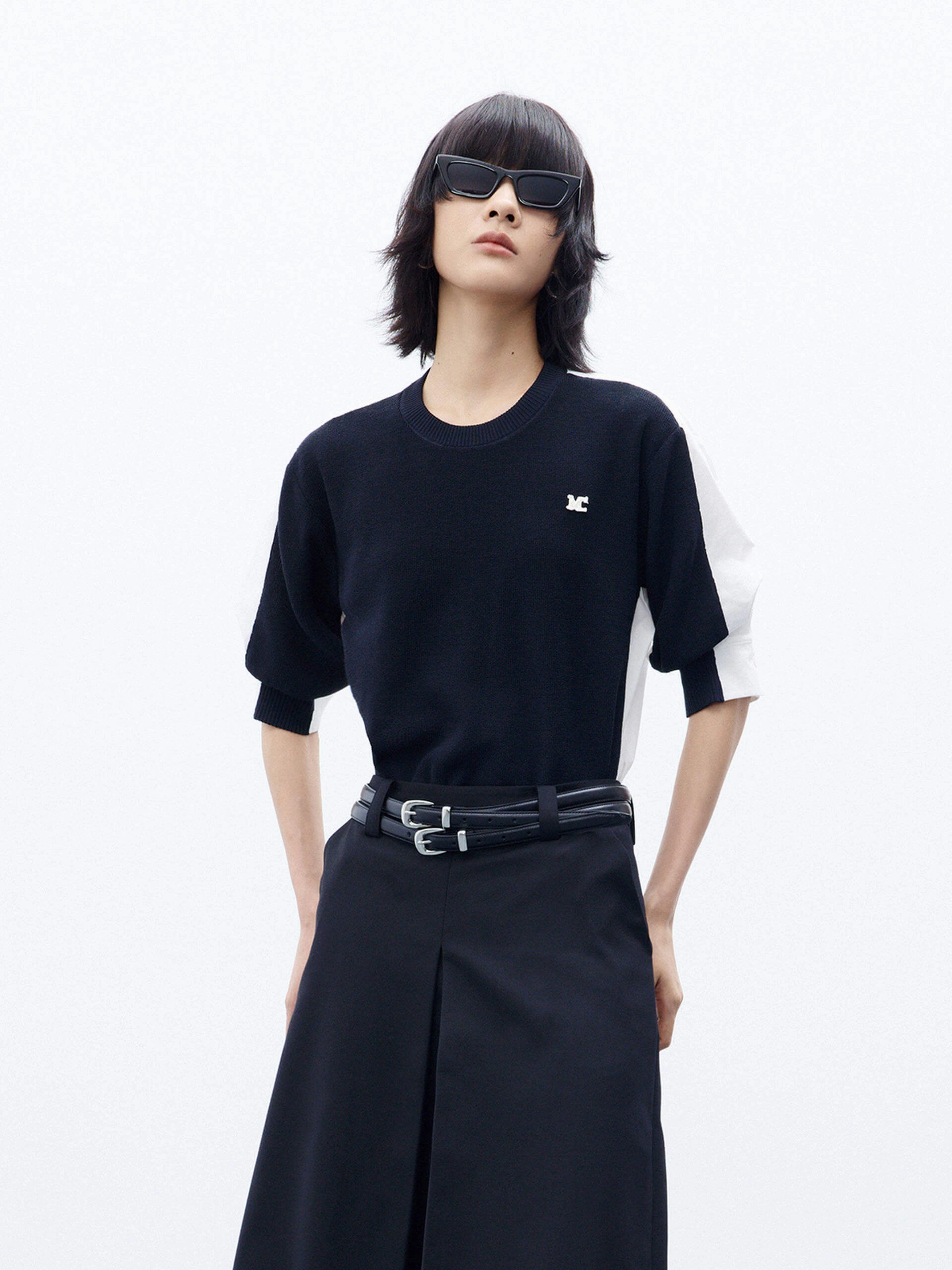Dynamic Flex Fabric Color Block Layered Top