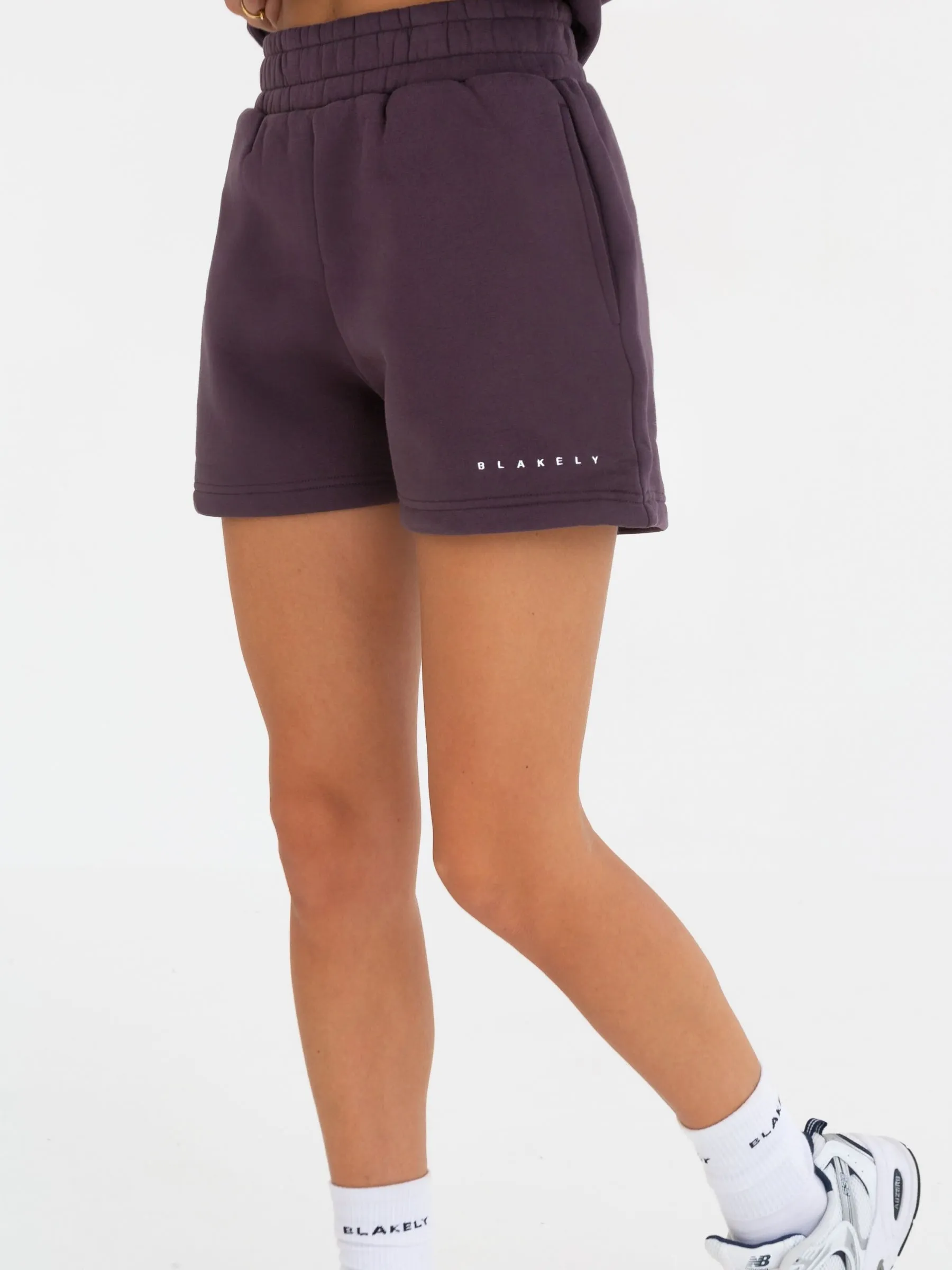 Isabel Jogger Shorts - Plum Simple Vibe Moisture Wicking Fabric