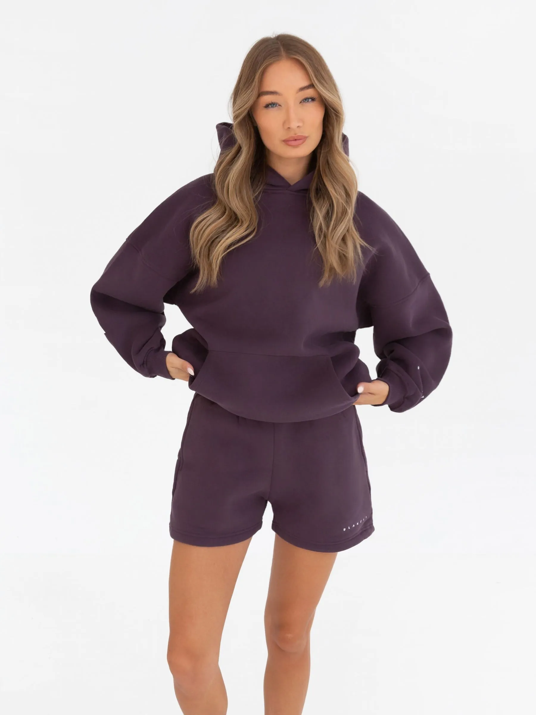 Isabel Jogger Shorts - Plum No Slip Waistband Travel Ready