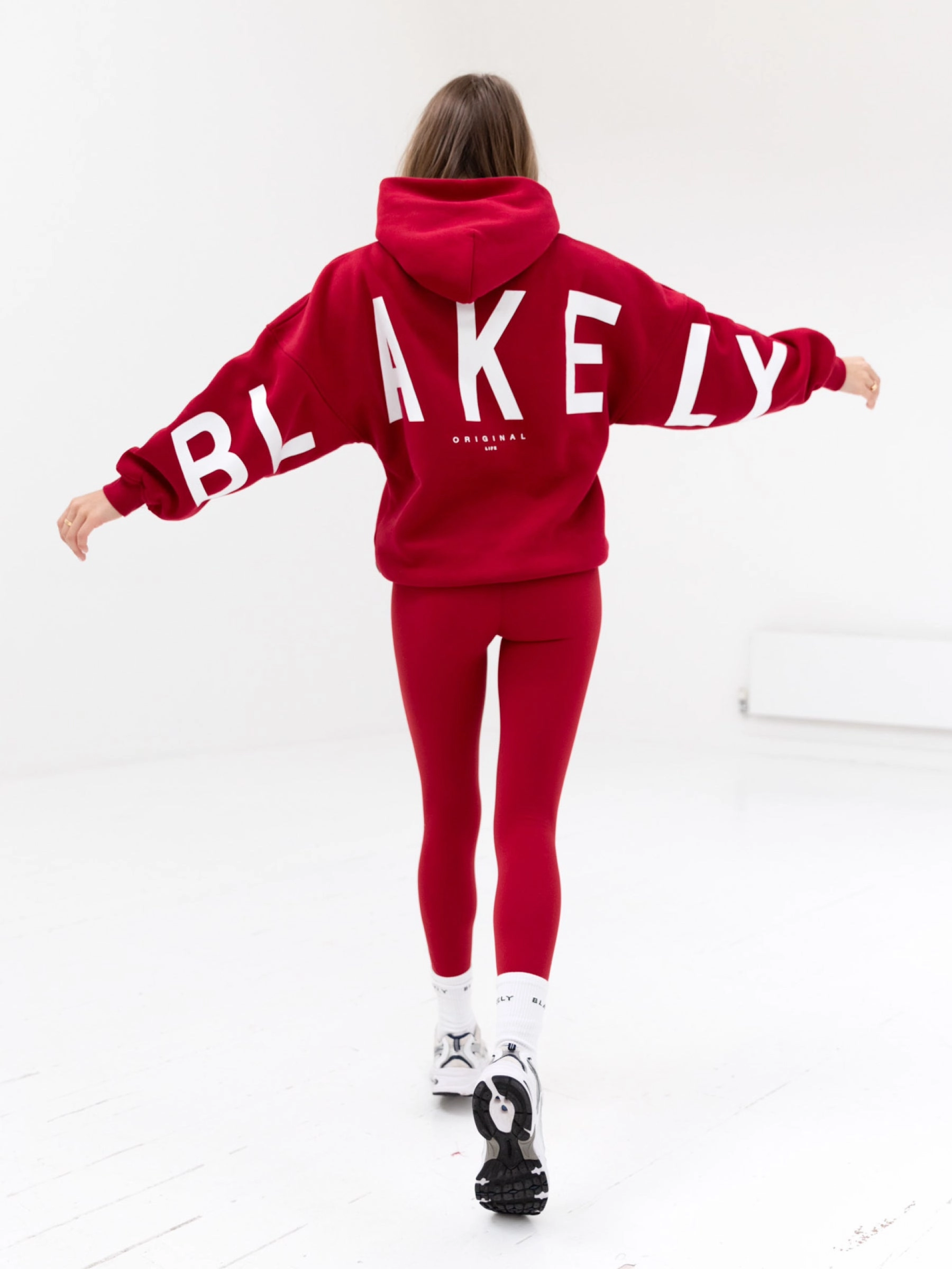 Denim Look Isabel Oversized Hoodie - Cherry Red