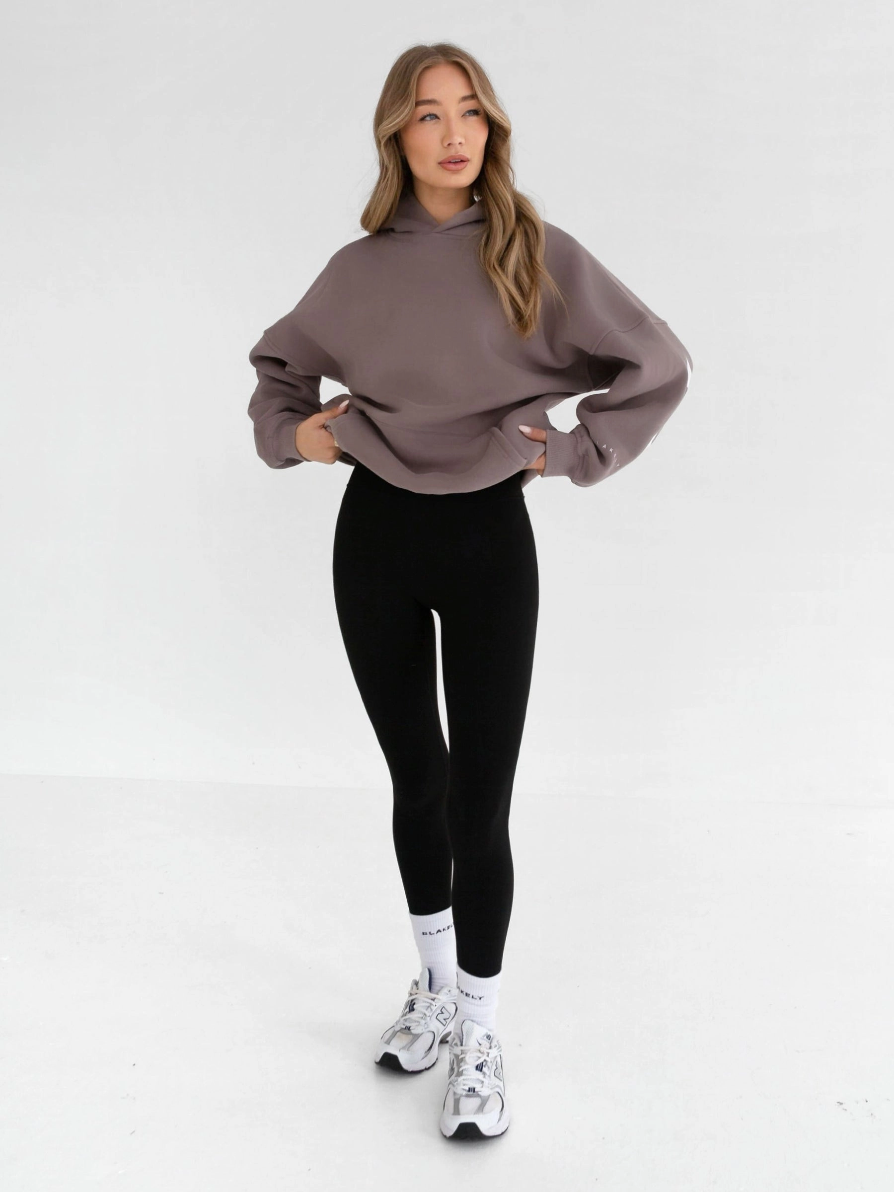 Isabel Oversized Hoodie - Pink Taupe Beaded embellishments Camel like