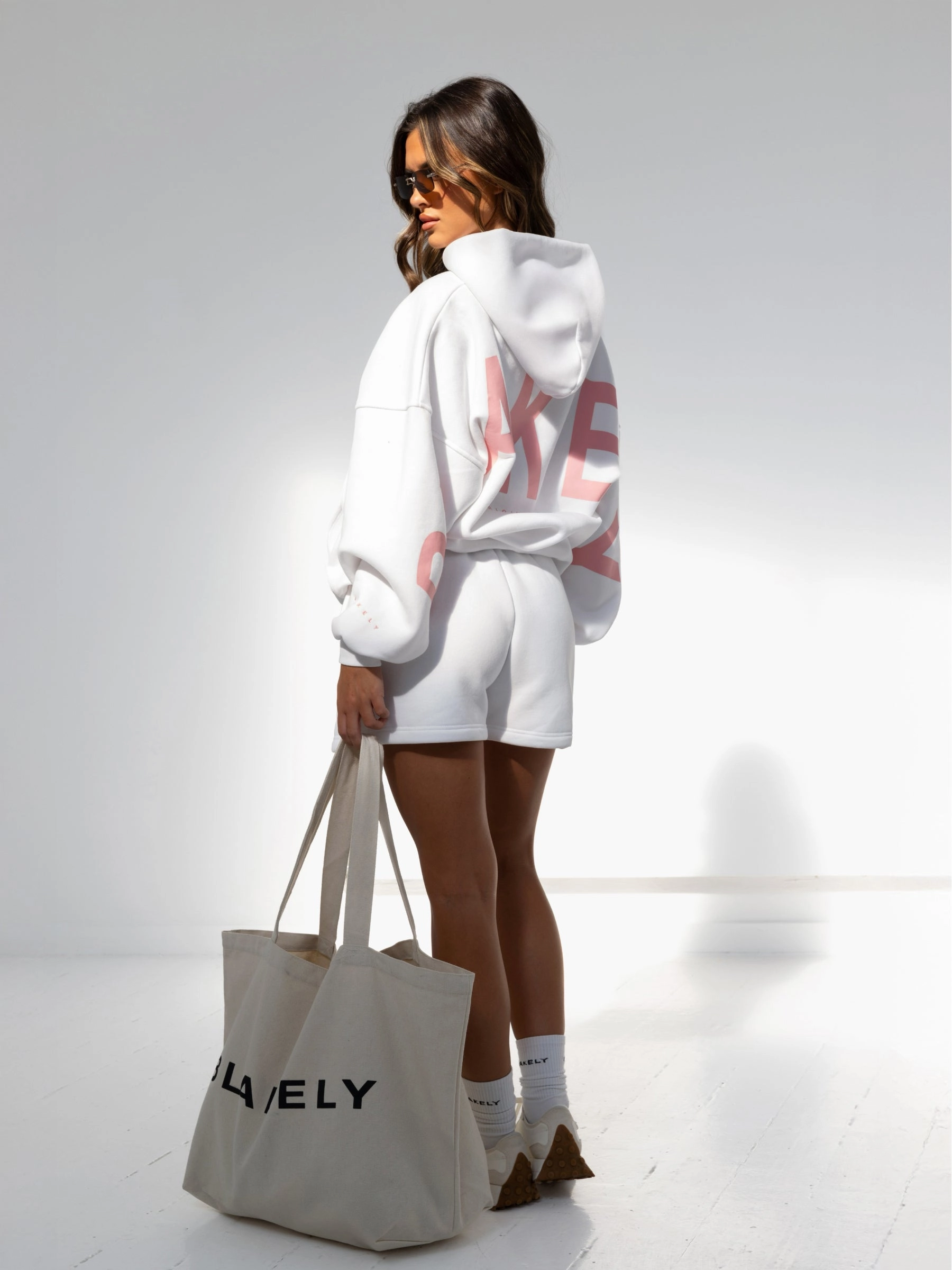 Isabel Oversized Hoodie - White & Pink Streetwear Style Easy Layering
