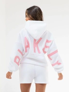 Isabel Oversized Hoodie - White & Pink Breathable Waist