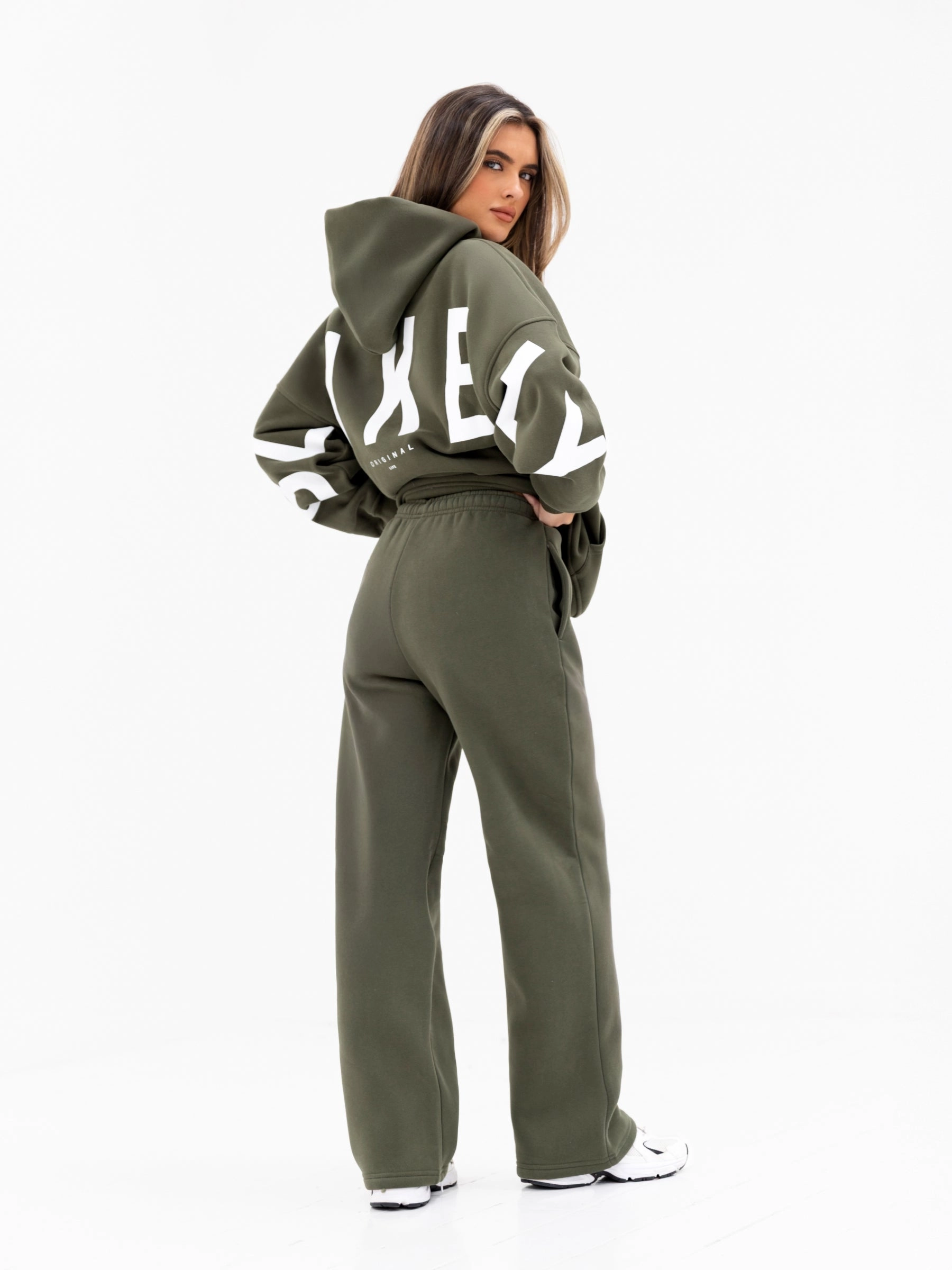 Isabel Wide Leg Sweatpants - Khaki Green Quick Drying