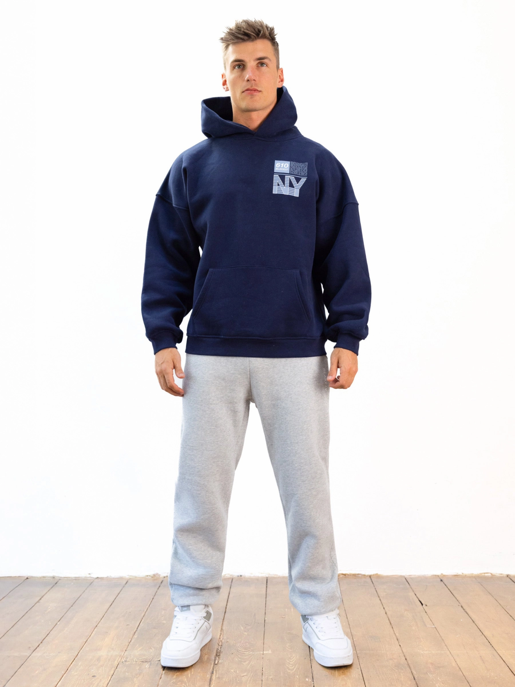 Italic Linear Relaxed Sweatpants - Marl Grey Customizable length