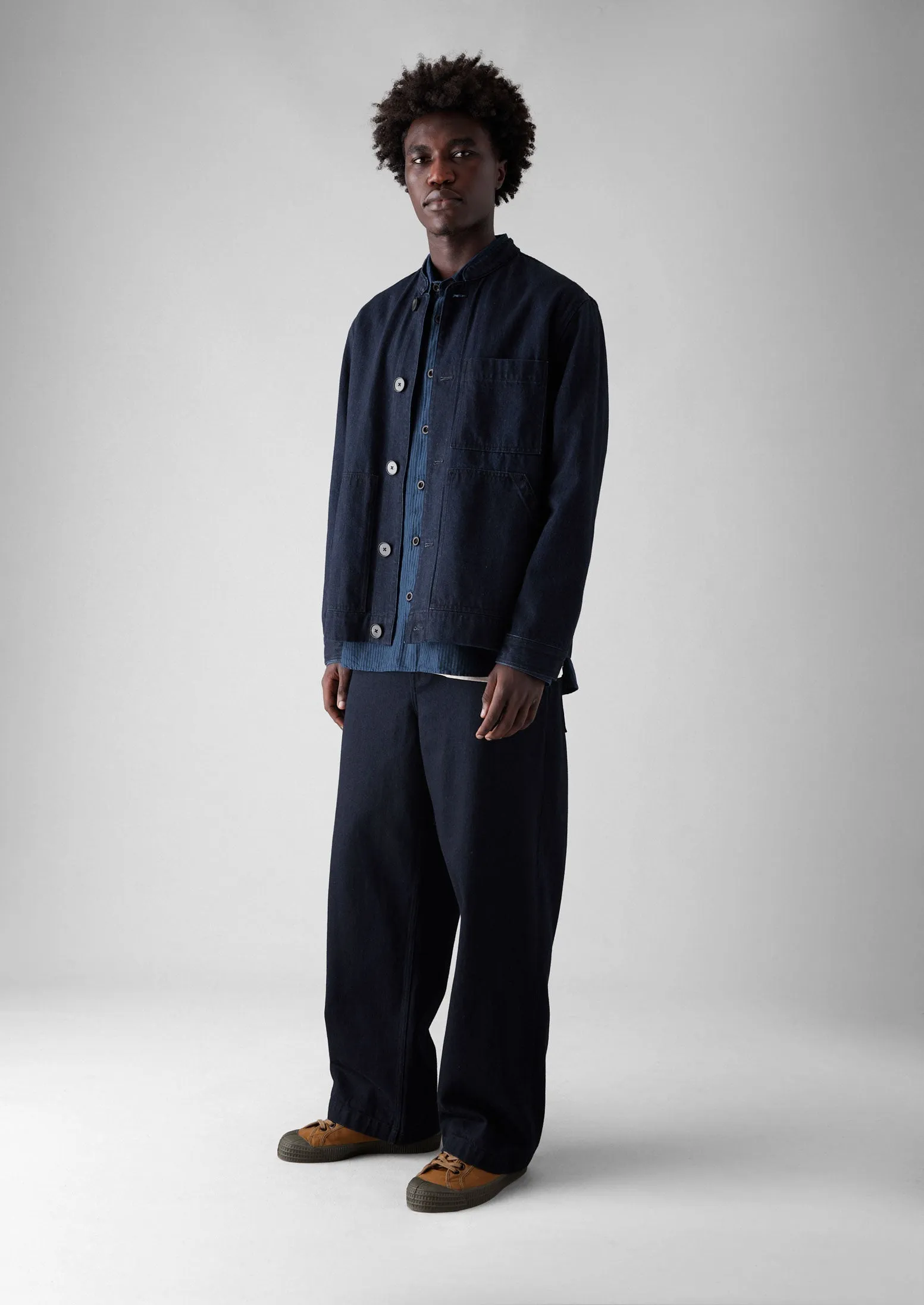 Japanese Denim Wide Leg Pants | Indigo Office Friendly