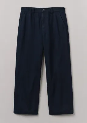 Japanese Denim Wide Leg Pants | Indigo Smooth Fabric ReinforcedBeltLoops